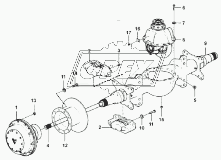 Rear axle assembly 2