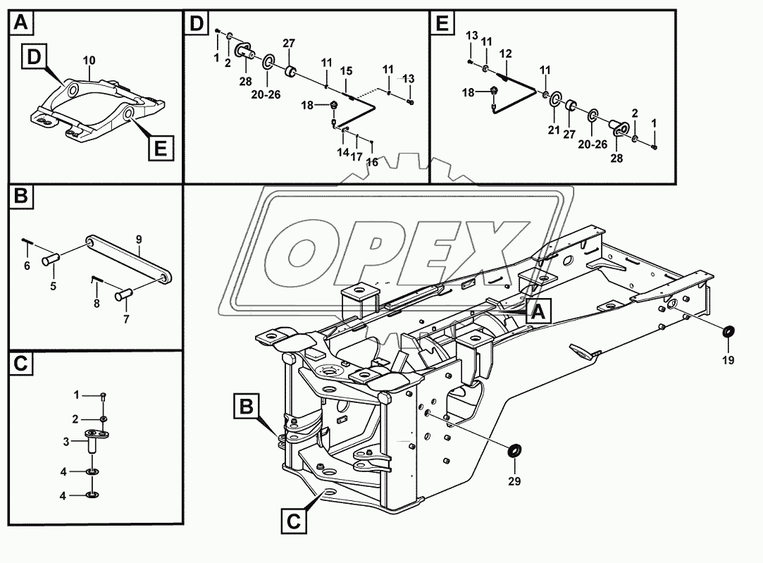 Rear frame and accessories