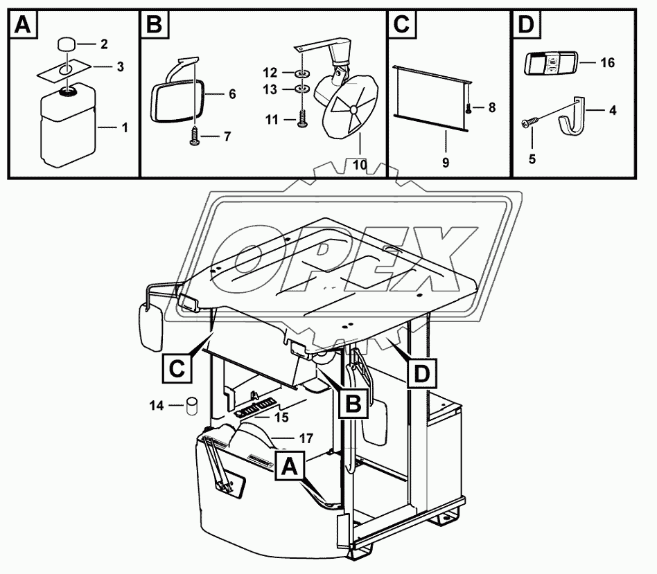 Cab inner parts assembly