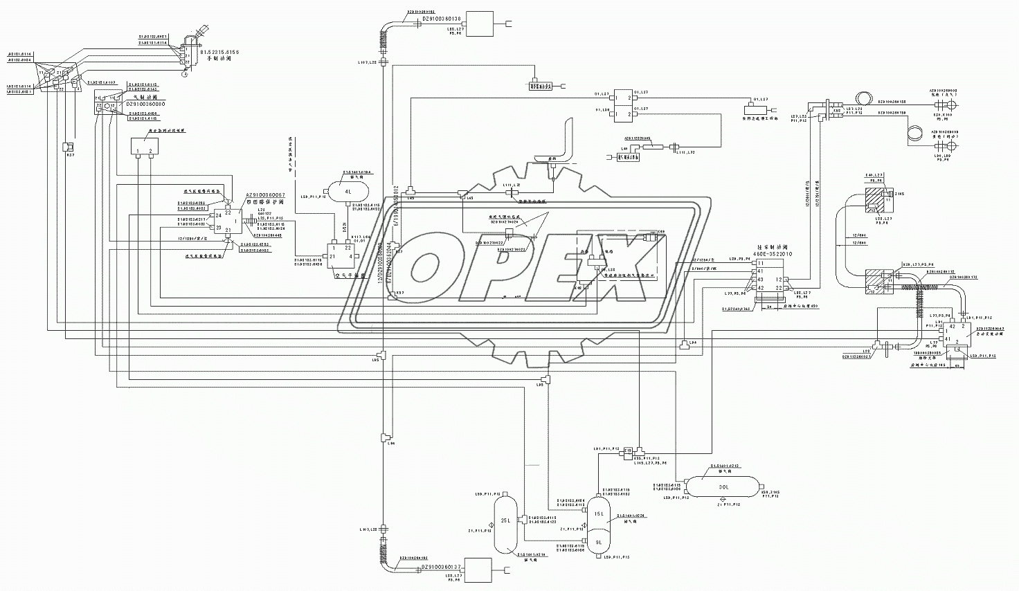 Схема тормозной системы для тягача 4х2