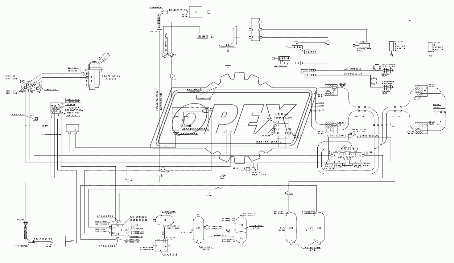 Схема тормозной системы для тягача 6х4 1