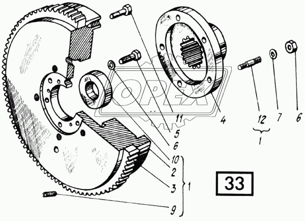 Маховик СМД-21, -22, 22А, 23, 23.01, 23.02, 24, 24.01, 24.02 1