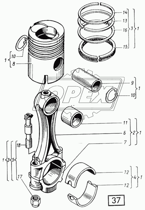 Поршень с шатуном СМД-31, -31А, -31.01, 31Б.04