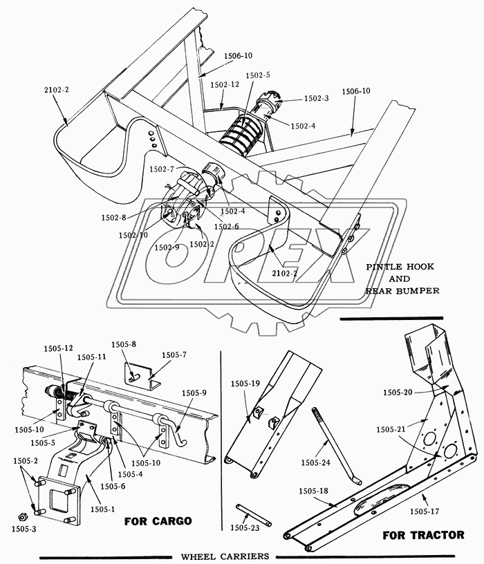 Бампер задний, крюк буксирный и держатель запасного колеса/Pintle Hook, Rear Bumper and Wheel Carriers