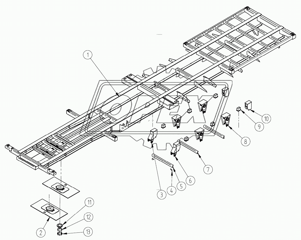 Рама (под рессорную балансирную подвеску)