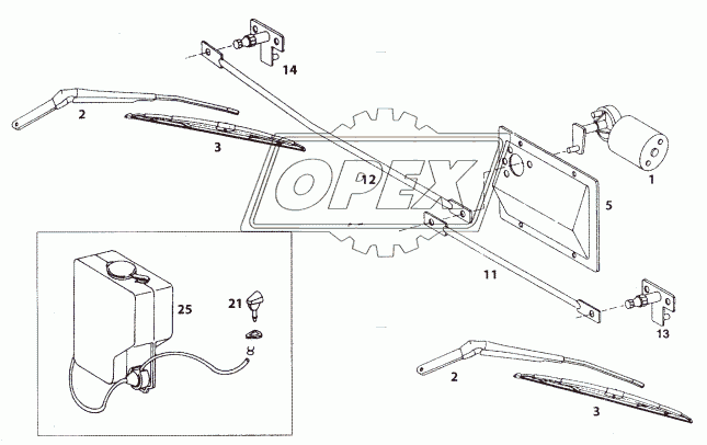 WIPER MOTOR AND LINKAGES