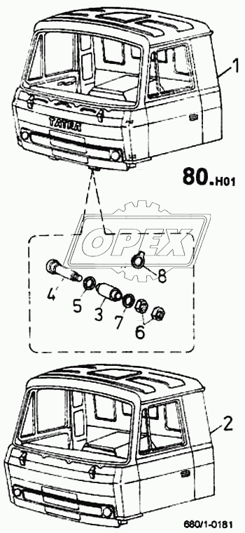Кабина водителя, крепление (680/1)