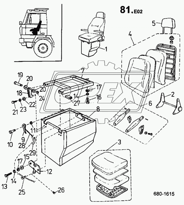 Сиденье пассажира (детали) (680) 1