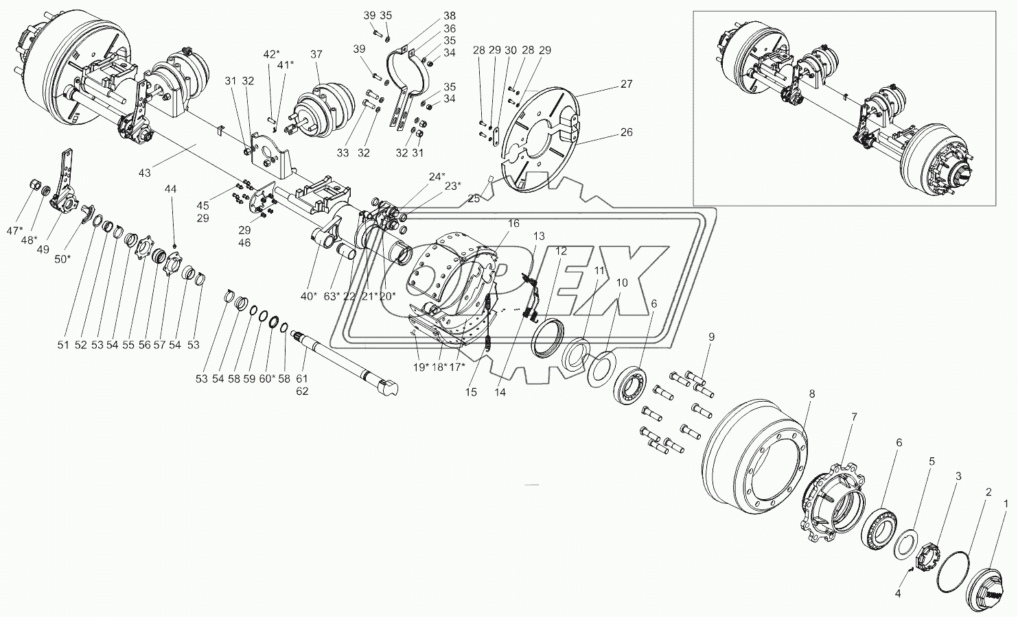 Ось с тормозами 95235-2410012-10