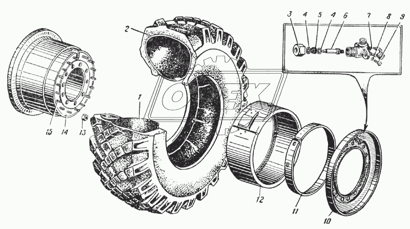 Колесо автомобиля Урал-375Д (Рис. 75)