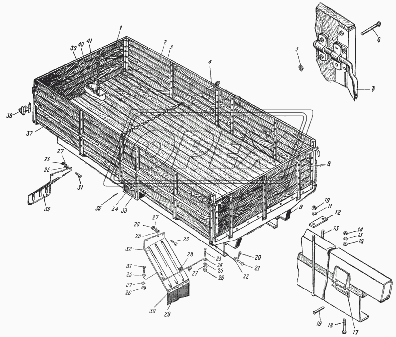 Платформа автомобиля Урал-377 (Рис. 155)