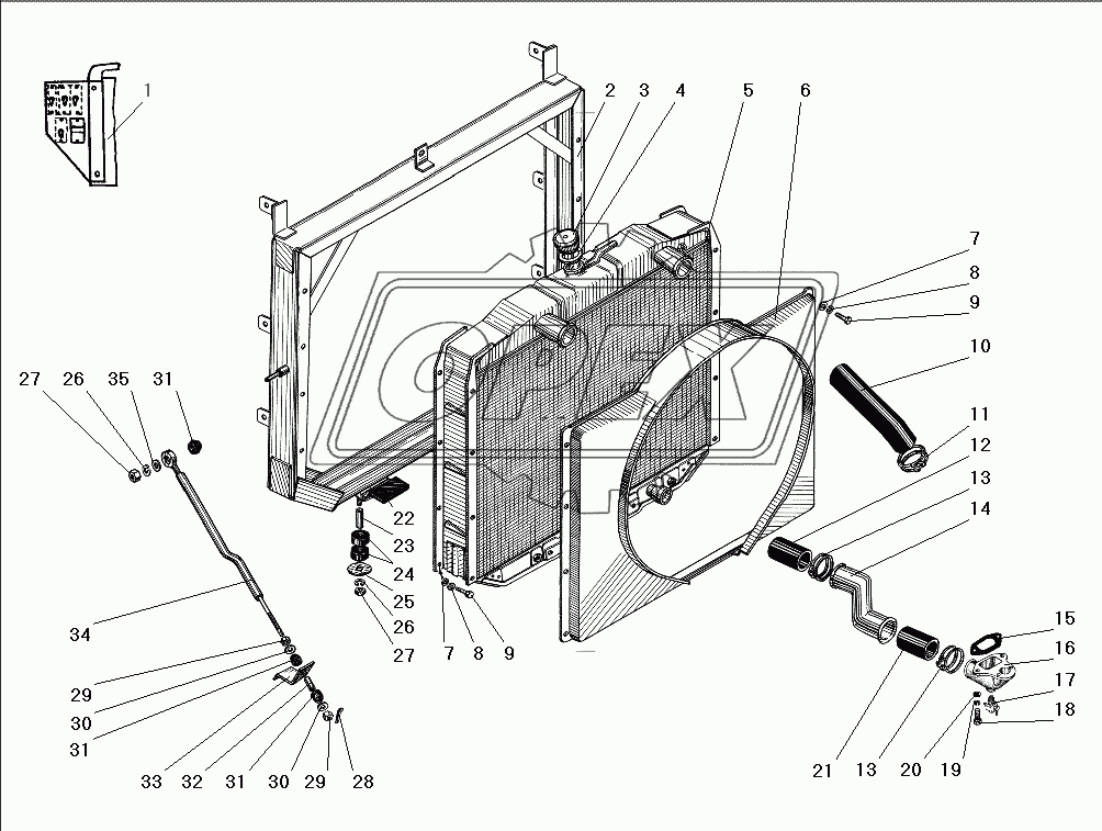 Радиатор системы охлаждения (двигатель с насосом повышенной производительности)