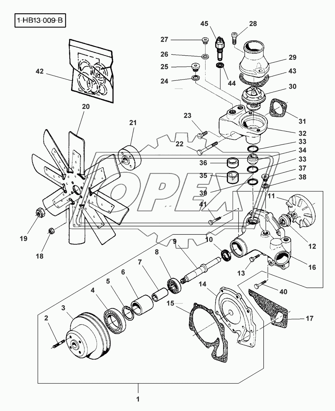 WATER PUMP - FROM NO B 4805 - MF 30 ONLY