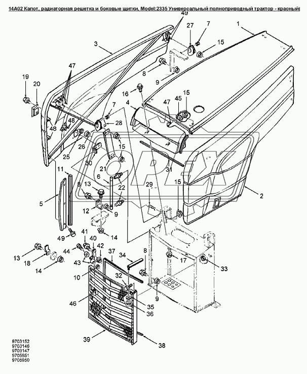 14A02 Капот, радиаторная решетка и боковые щитки