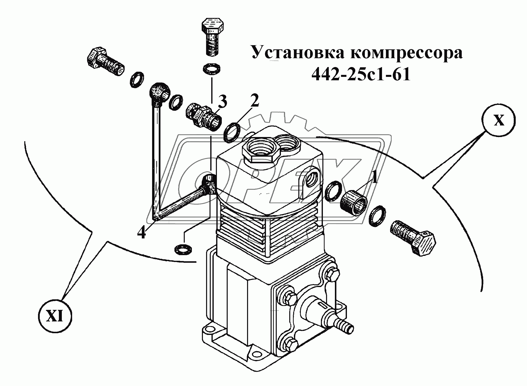 Установка компрессора  442-25с1-61