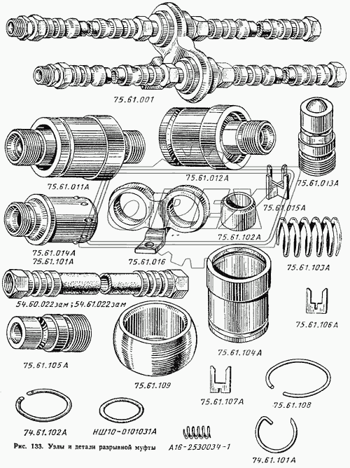 Узлы и детали разрывной муфты