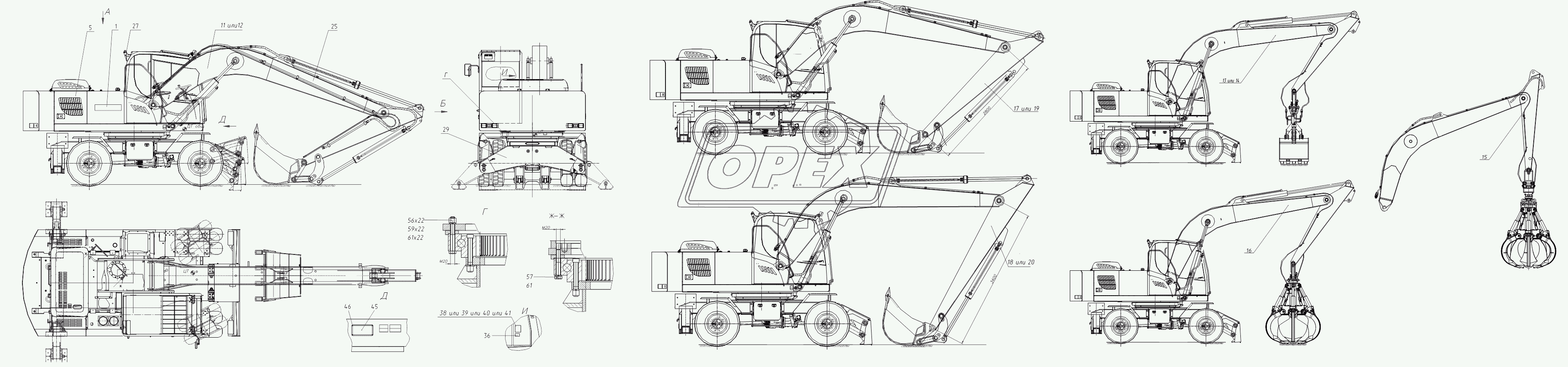 318920000000 00 Экскаватор пневмоколесный гидравлический TVEX-180W 1