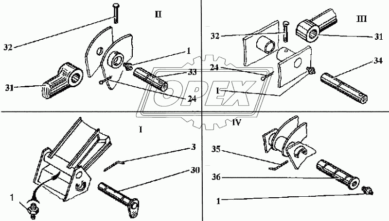 Рабочее оборудование обратной лопаты (части I..IV)