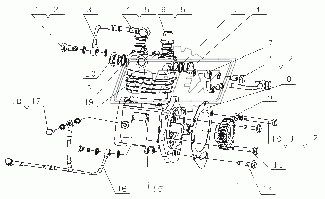 J61LA-3509000/03 Пневматический компрессор в сборе