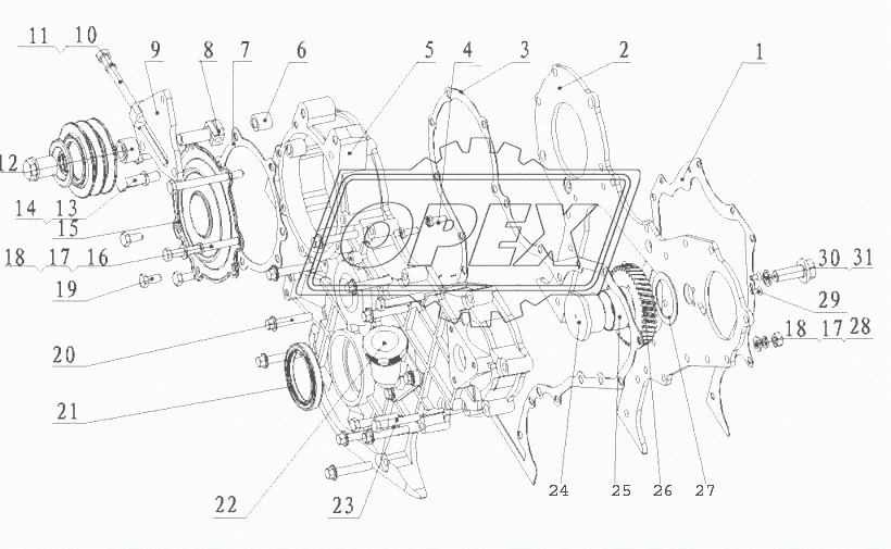 G5A00-1002200/08 Детали отсека распределительной шестерни