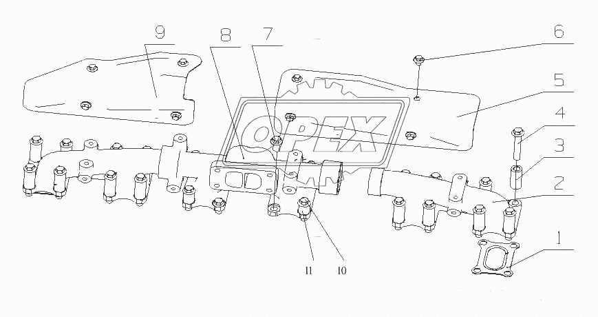 J62AA-1008200/12&J62AA-1008400/04 Детали выпускного коллектора и части щита выпускной трубки