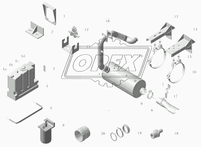 Схема монтажа выхлопной системы (ISDE185-41) PD30-1200-03