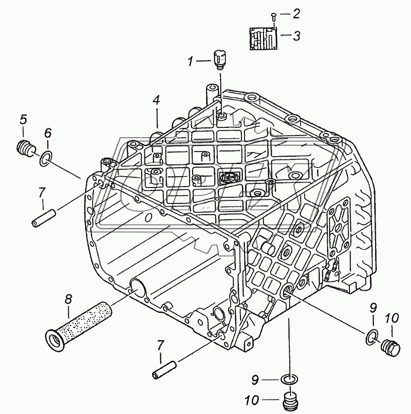 Картер коробки передач с пробками