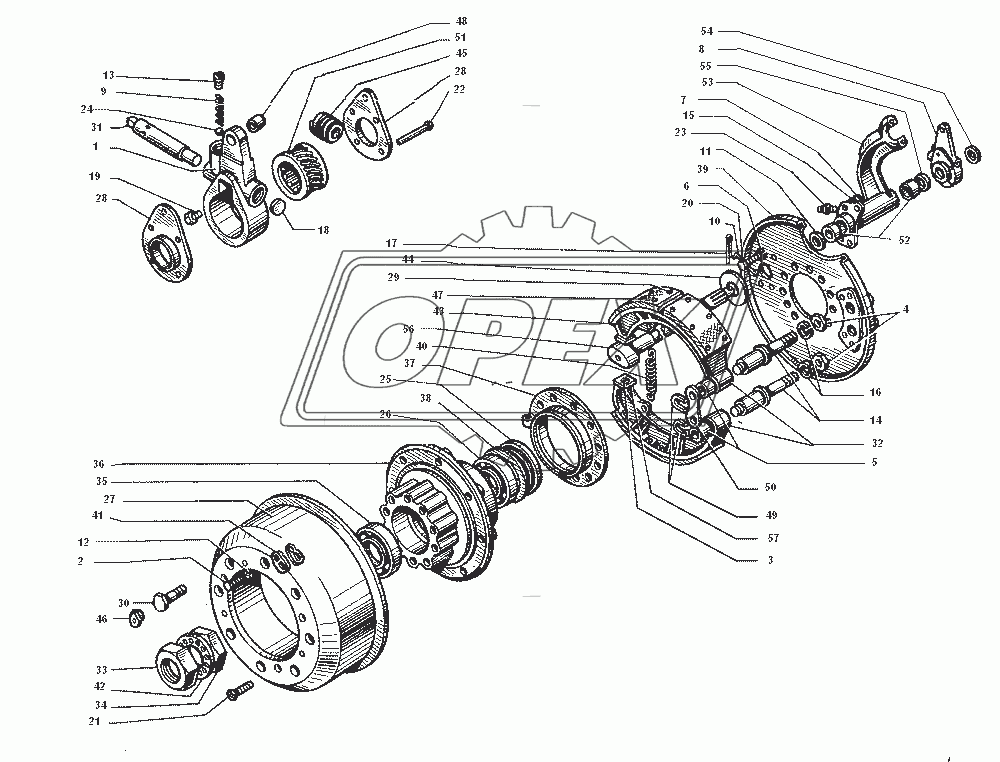 Тормозной барабан, тормоза и ступицы передних и задних колес