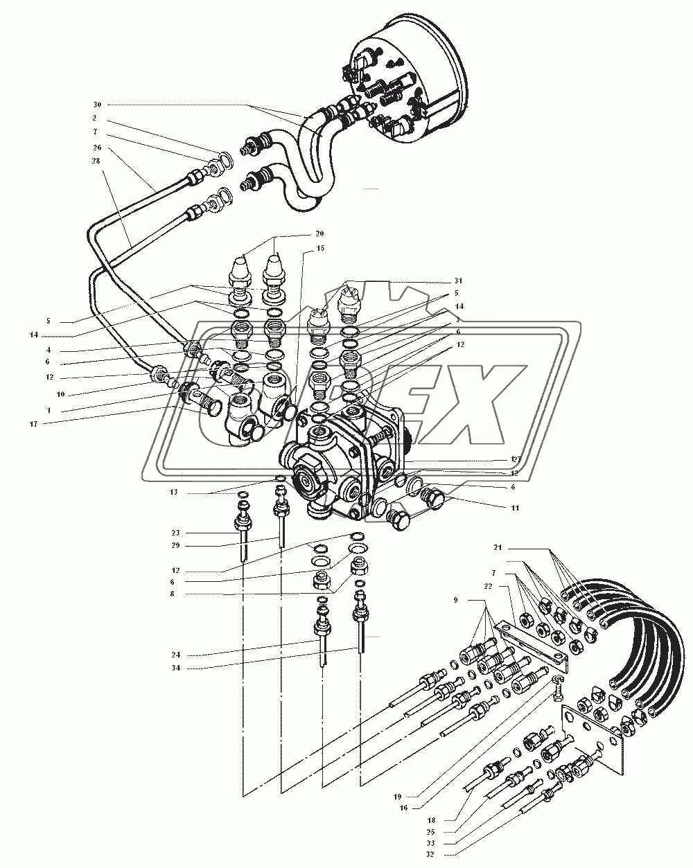 Установка тормозного крана и трубок воздушного манометра