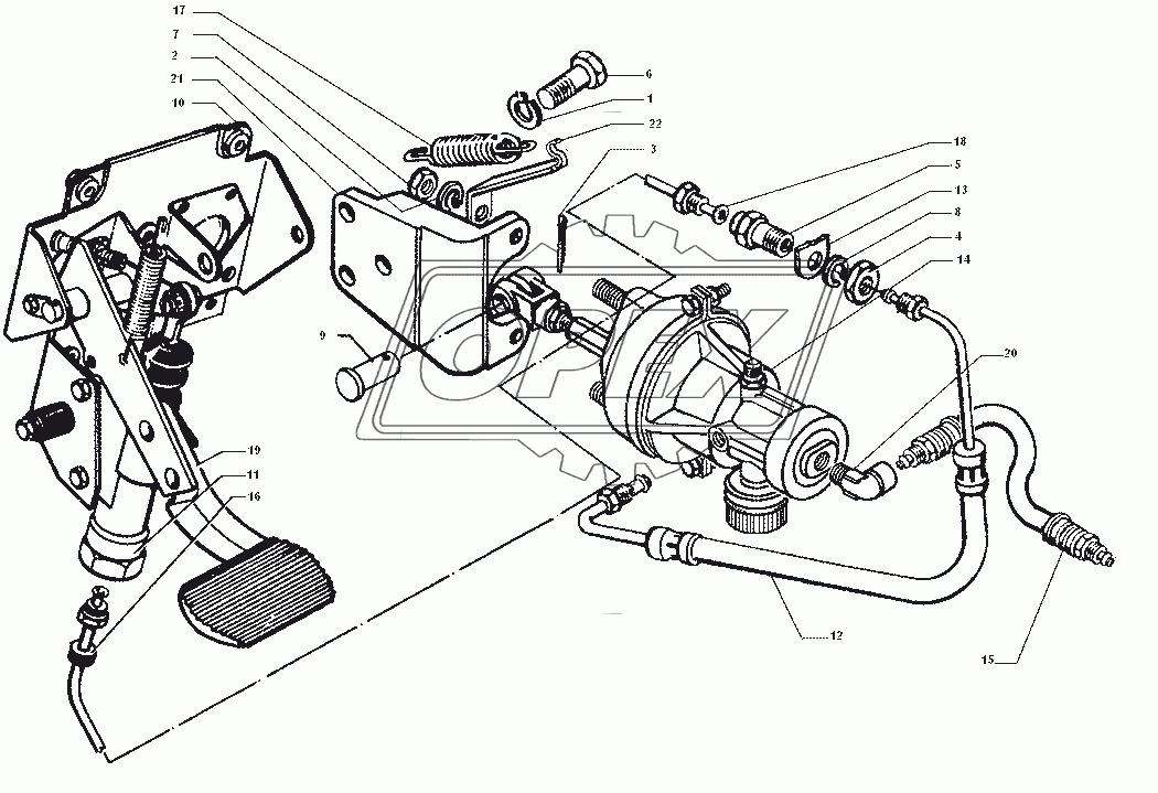 Педаль и привод управления сцеплением (с сентября 2006 г)